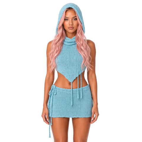 Crochet Short Set - Festival Ready — light blue close-up