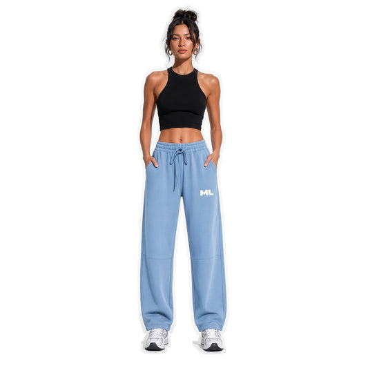 Barrel Leg Fleece Sweatpants — light blue front