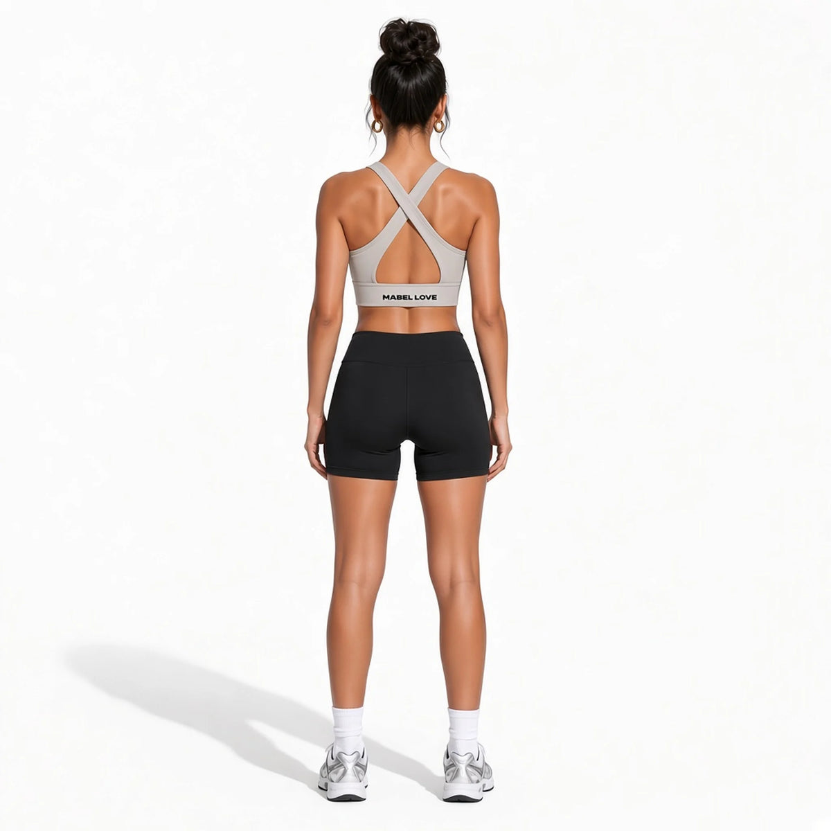 Women's Cropped Yoga Sport Bra — light gray back