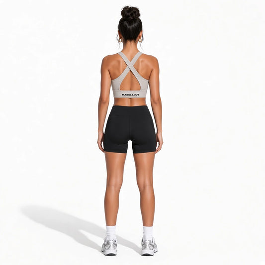 Women's Cropped Yoga Sport Bra — light gray back