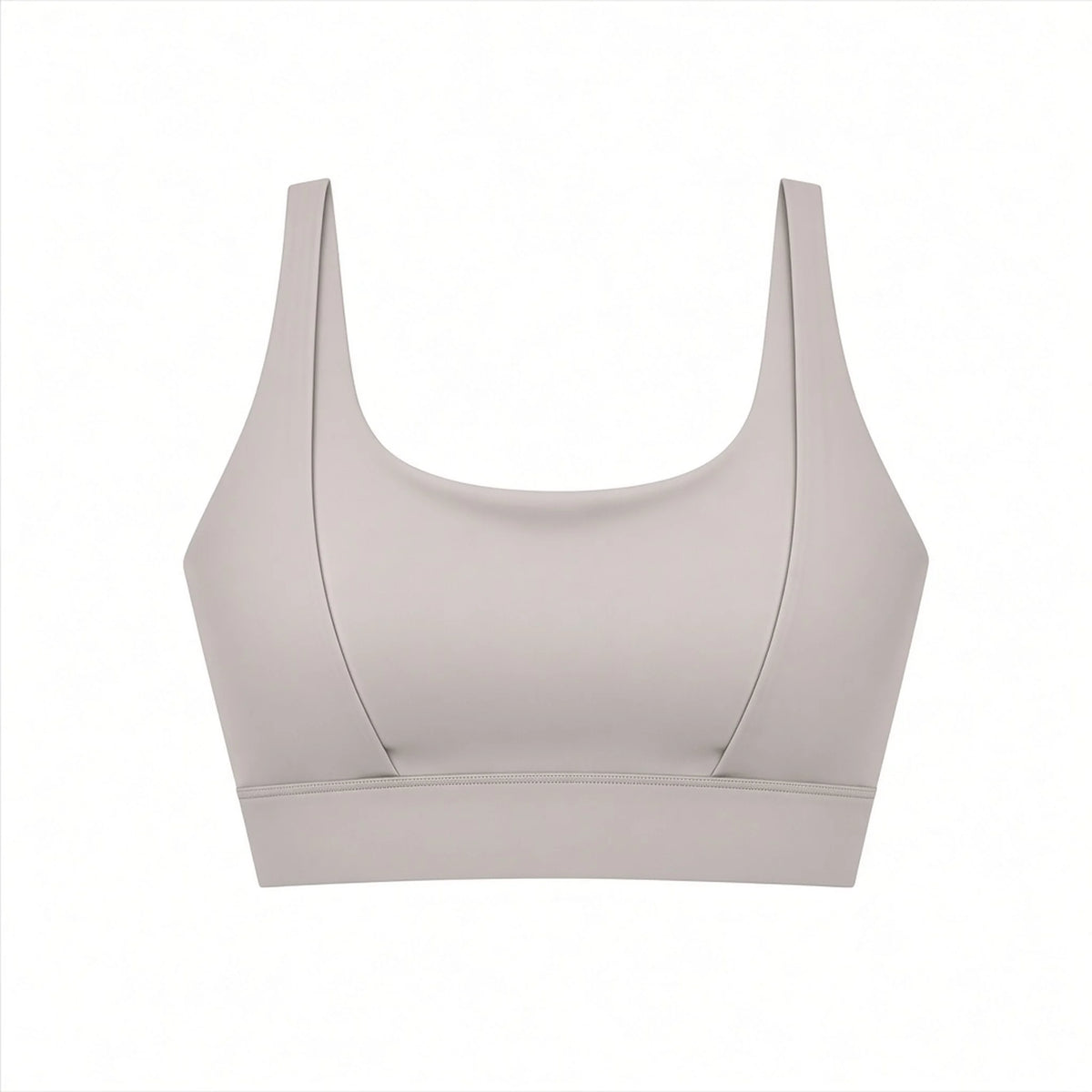 Women's Cropped Yoga Sport Bra — light gray ghost front