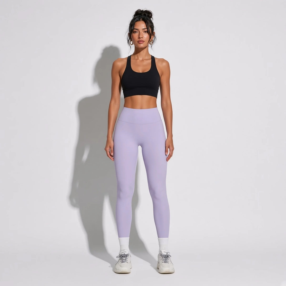 Selective High-Waist Fitness Leggings — Light Purple front