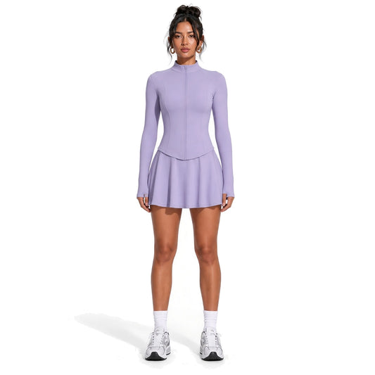 Activewear Long Sleeves and Skirt Set — Light Purple front