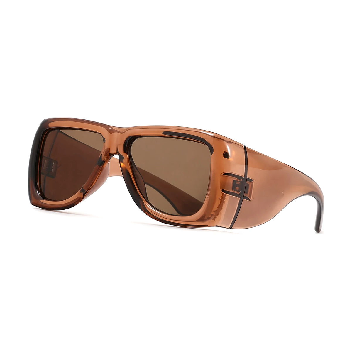 Square Flat-Top Sunglasses — light tea front