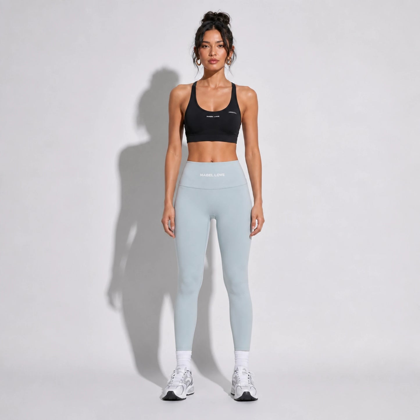 Set — Infinity bra + High-Waisted Yoga Leggings Light Gray front on-model 2048