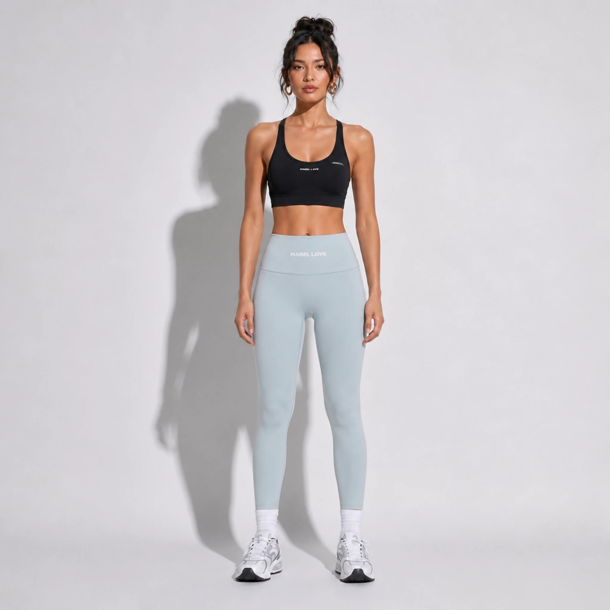 Set — Infinity bra + High-Waisted Yoga Leggings Light Gray front on-model 2048