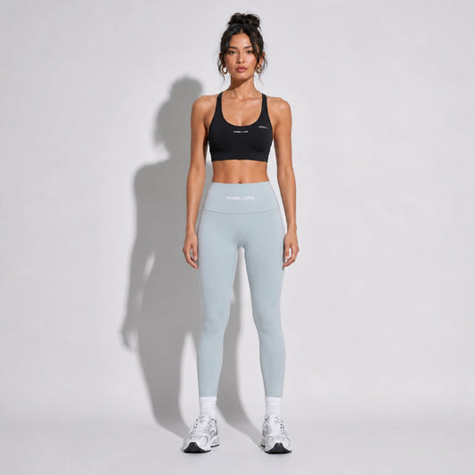 Set — Infinity bra + High-Waisted Yoga Leggings Light Gray front on-model 2048