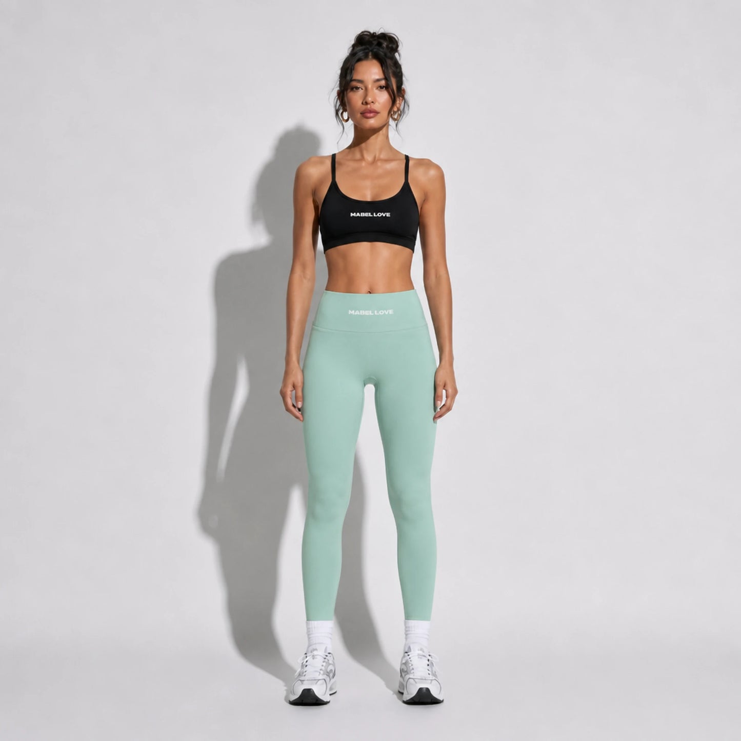 Set — Infinity bra + High-Waisted Yoga Leggings Light Green front on-model 2048