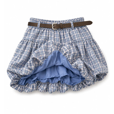 Plaid Bubble Mini Skirt — lining detail