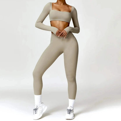 Long Sleeve and Leggings Yoga 2 Piece Set - Stylish Activewear | Mabel Love Co Long Sleeve and Leggings Yoga 2 Piece Set - Stylish Activewear | Mabel Love Co