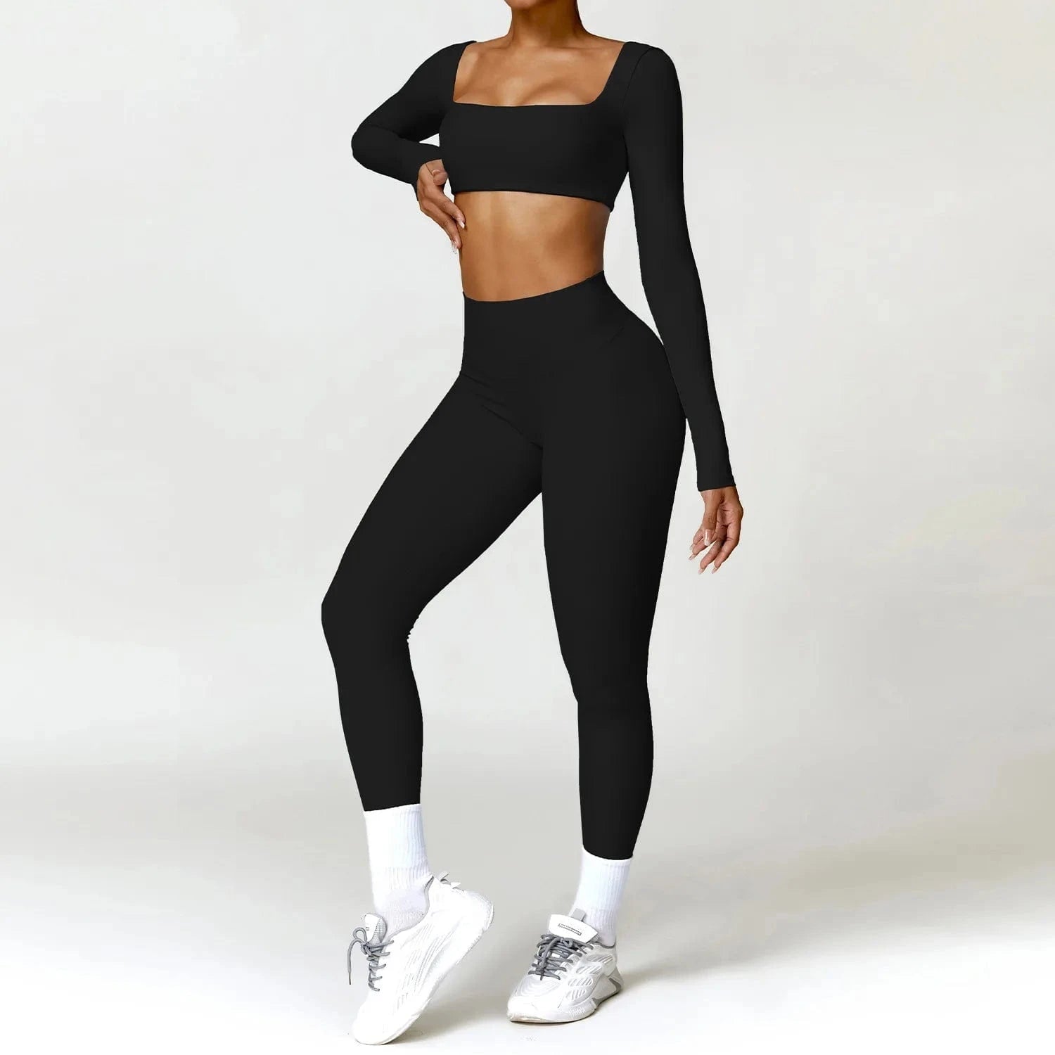 Long Sleeve and Leggings Yoga 2 piece Set