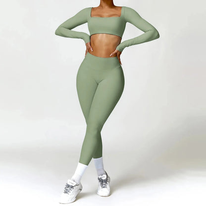 Long Sleeve and Leggings Yoga 2 piece Set