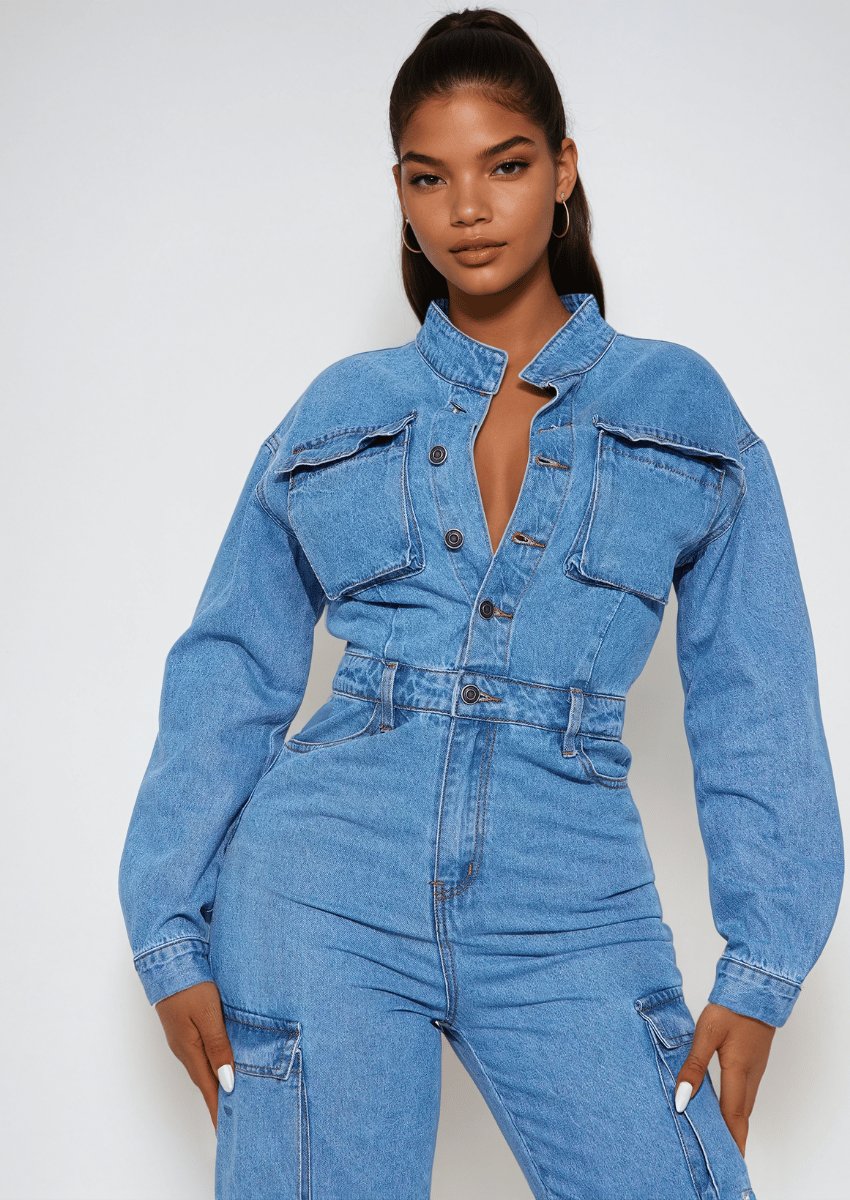 Long Sleeve Denim Jumspuit