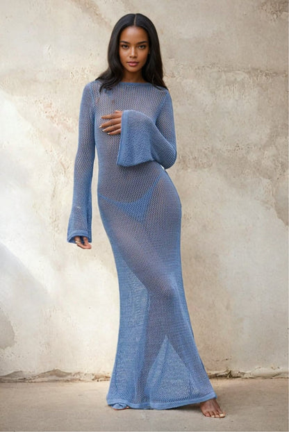 Long Sleeve Knit Beach Dress