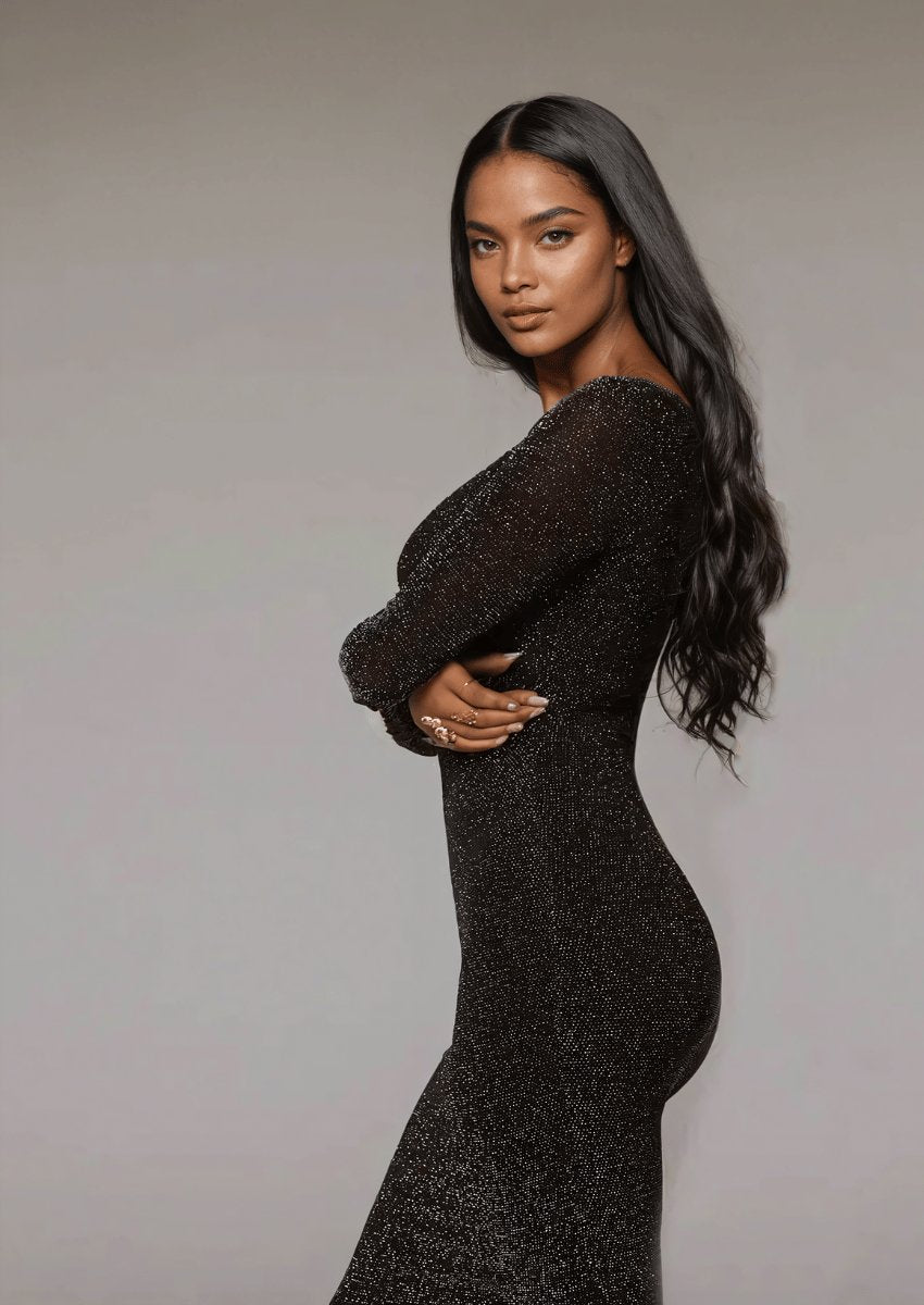 Long - Sleeve Sparkle Bodycon Dress