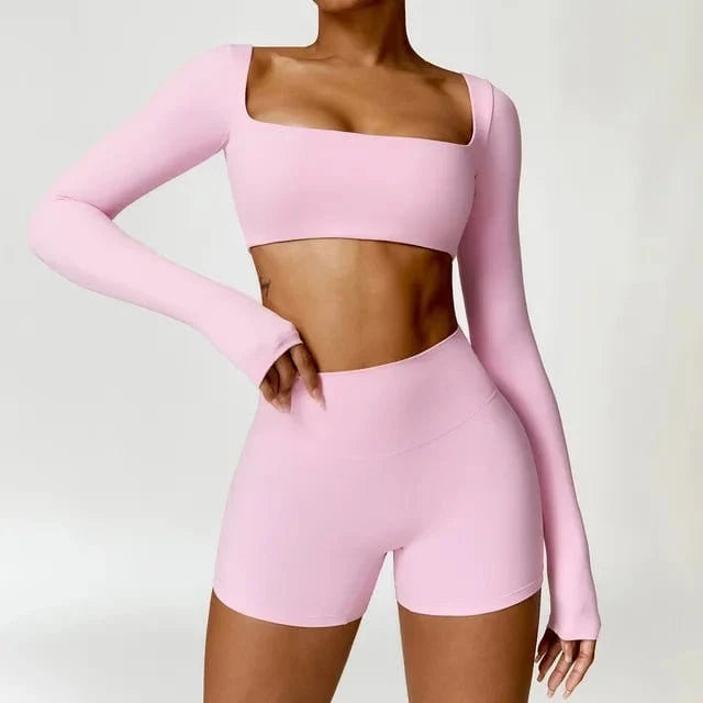 Long Sleeve Top and Cycling Shorts Set