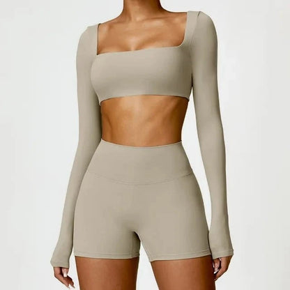 Long Sleeve Top and Cycling Shorts Set