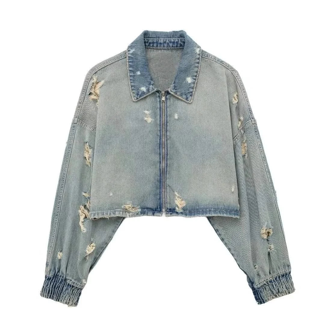 Women's Loose Denim Short Jacket - Casual, Trendy | Mabel Love Co