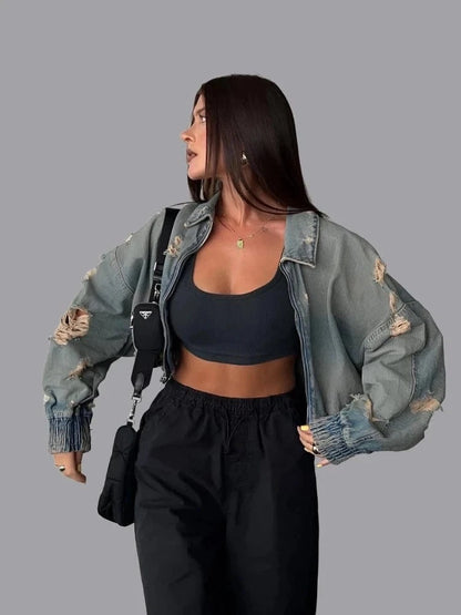 Loose Denim Short Jacket