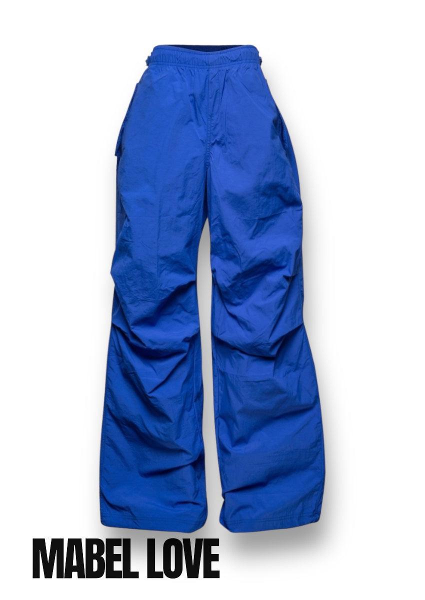 Loose Fit Parachute Pants Blue