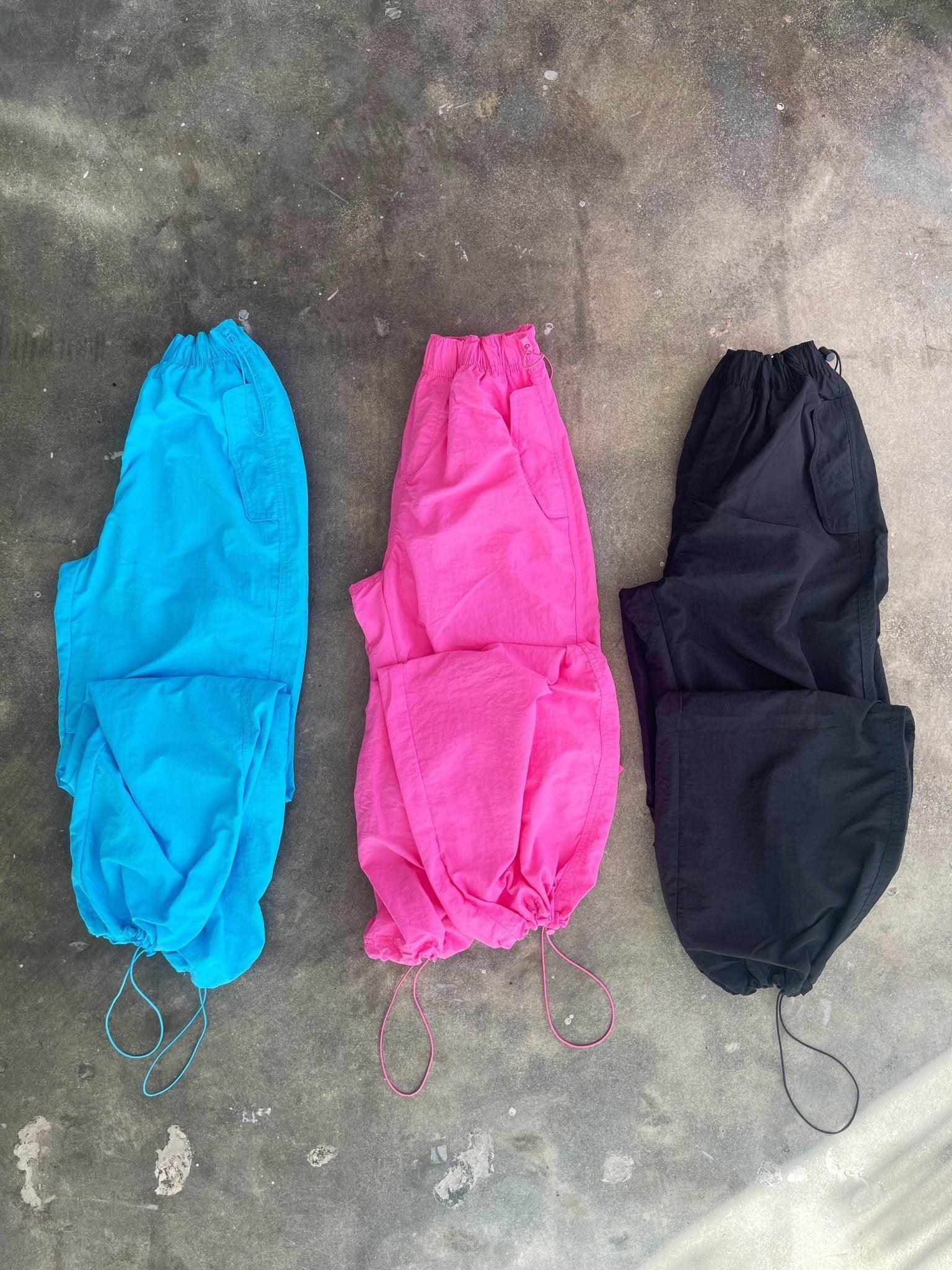 Loose Fit Parachute Pants Blue