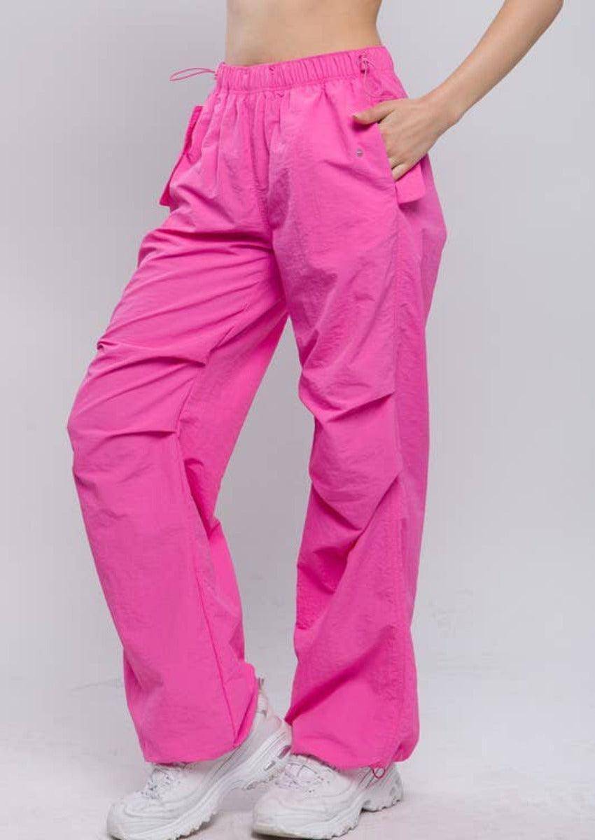 Loose Fit Parachute Pants Pink