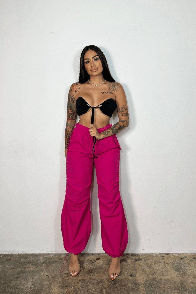 Loose Fit Parachute Pants Pink