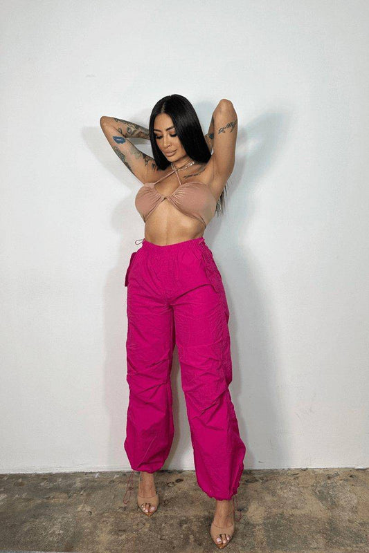 Loose Fit Parachute Pants Pink