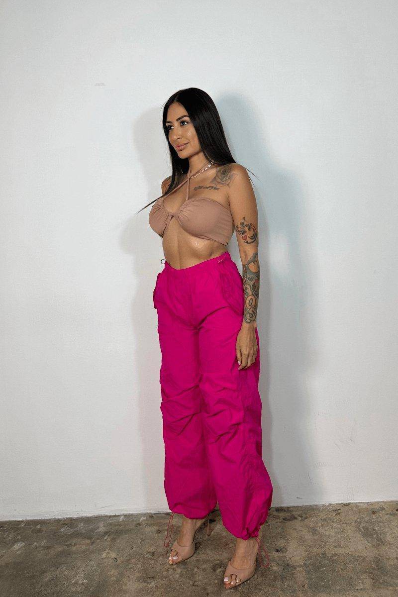 Loose Fit Parachute Pants Pink