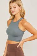 Knit Solid Cropped Seamless Tank Top, 