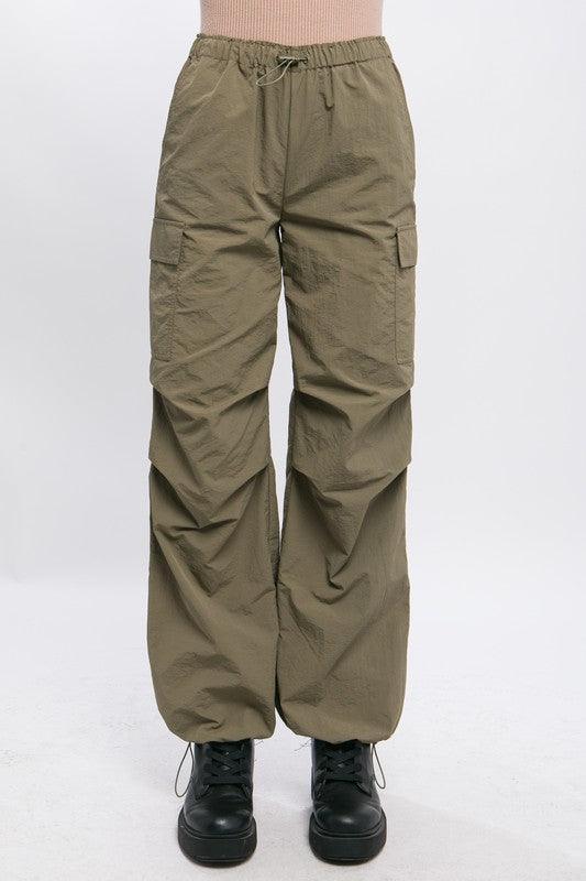 Love Tree Loose Fit Parachute Cargo Pants - Dark Green L - 36 requests