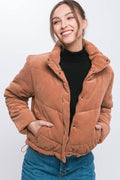 Cropped Corduroy Puffer Jacket in, 