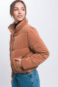 Cropped Corduroy Puffer Jacket in, 