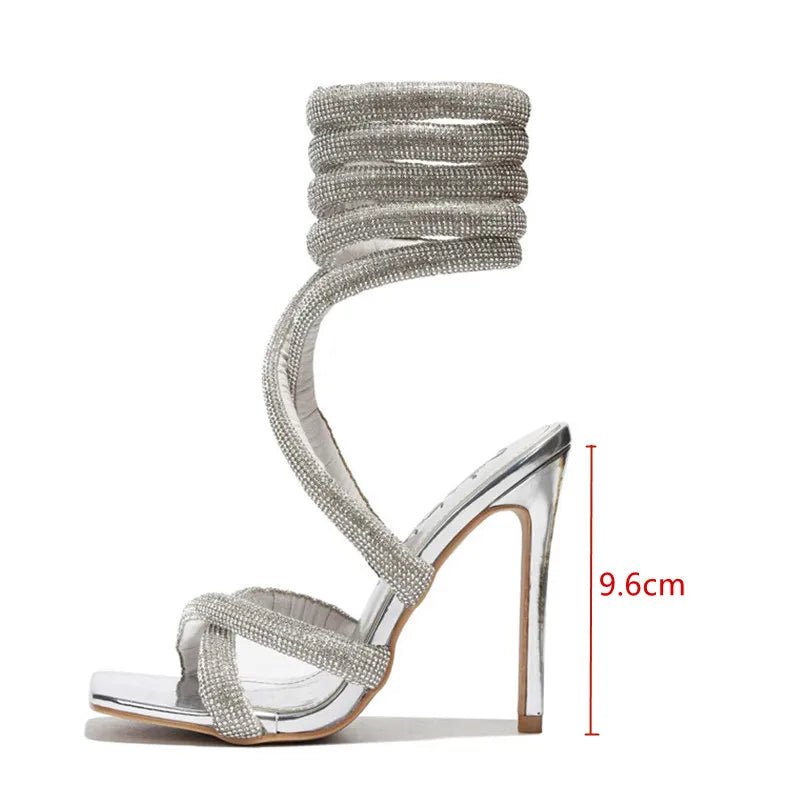 Silver Luxe Gladiator Heels - Size