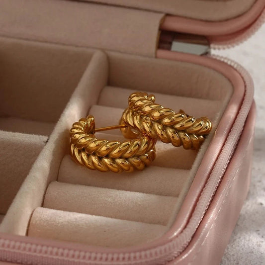 Luxury 18K Gold Funky Hoop Earrings