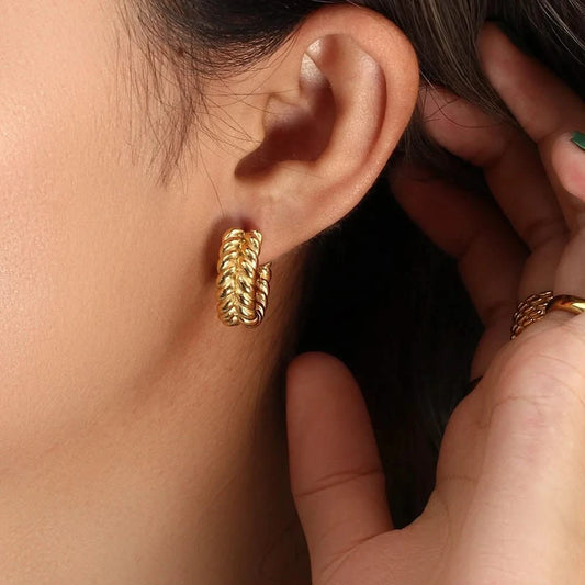 Luxury 18K Gold Funky Hoop Earrings
