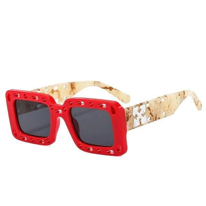 Red and Tea Square "Fotch Hole" Sunglasses