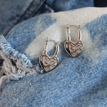 Silver heart earrings - broken hearts