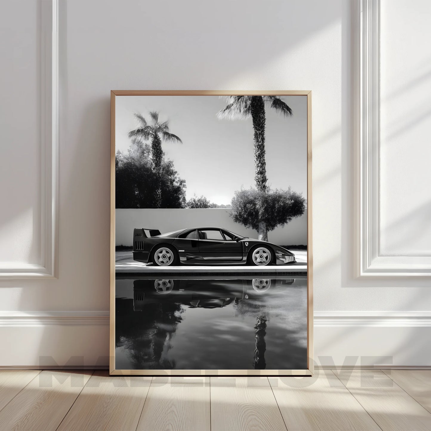 Fast & Feminine — Ferrari B&W Wall Art Print