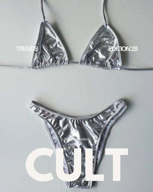 silver metallic bikini