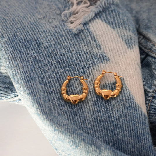 Gold heart earrings - broken hearts