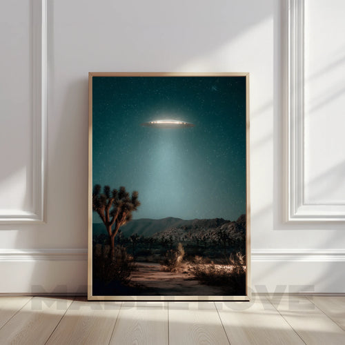 Desert UFO Night Sky Digital Wall Art Print