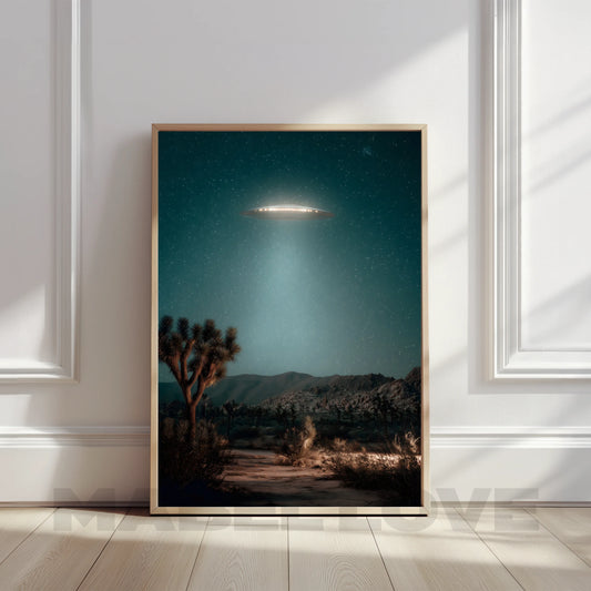 Desert UFO Night Sky Digital Wall Art Print