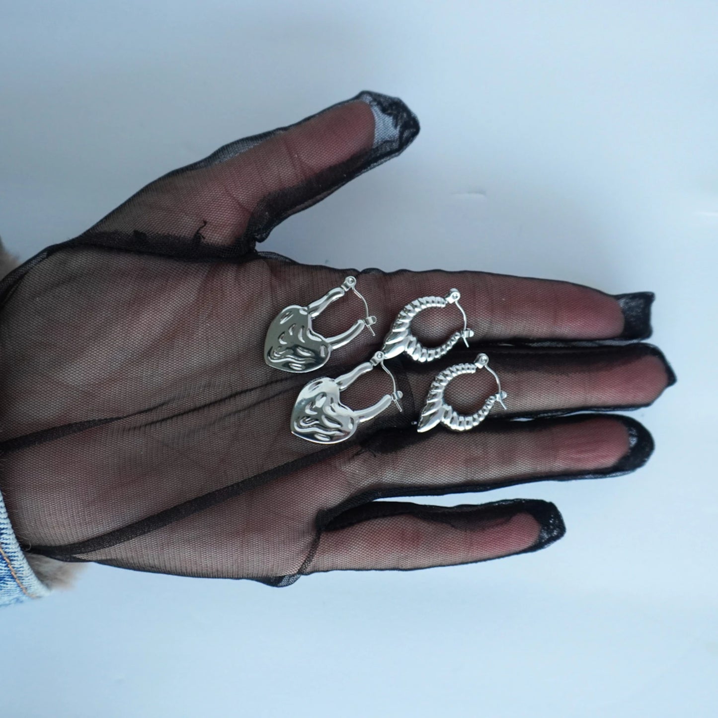 Silver heart earrings - broken hearts