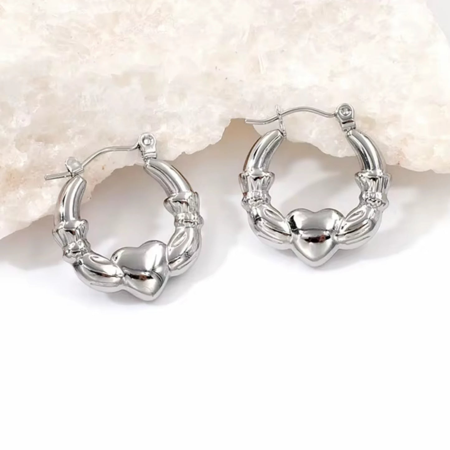 Silver heart earrings - broken hearts