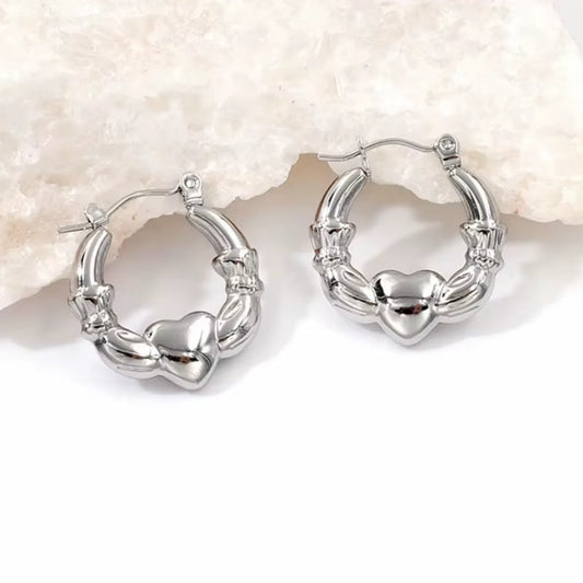 Silver heart earrings - broken hearts