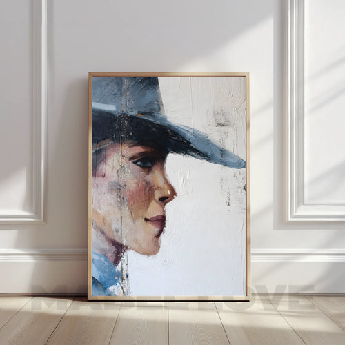 Cowgirl Portrait Oil Painting Digital Wall Art Print