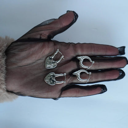 Silver heart earrings - broken hearts