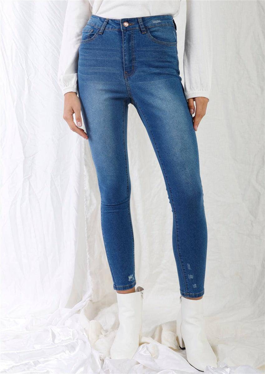 Mid Blue High-waisted Skinny Jeans, [product type]