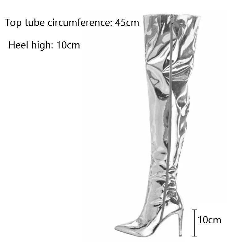 Size Details of Silver Mirror Thighboots